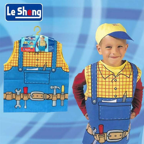 Little Boys Blue Yellow Worker Halloween Vest Hat Costume 3-8 - SophiasStyle.com